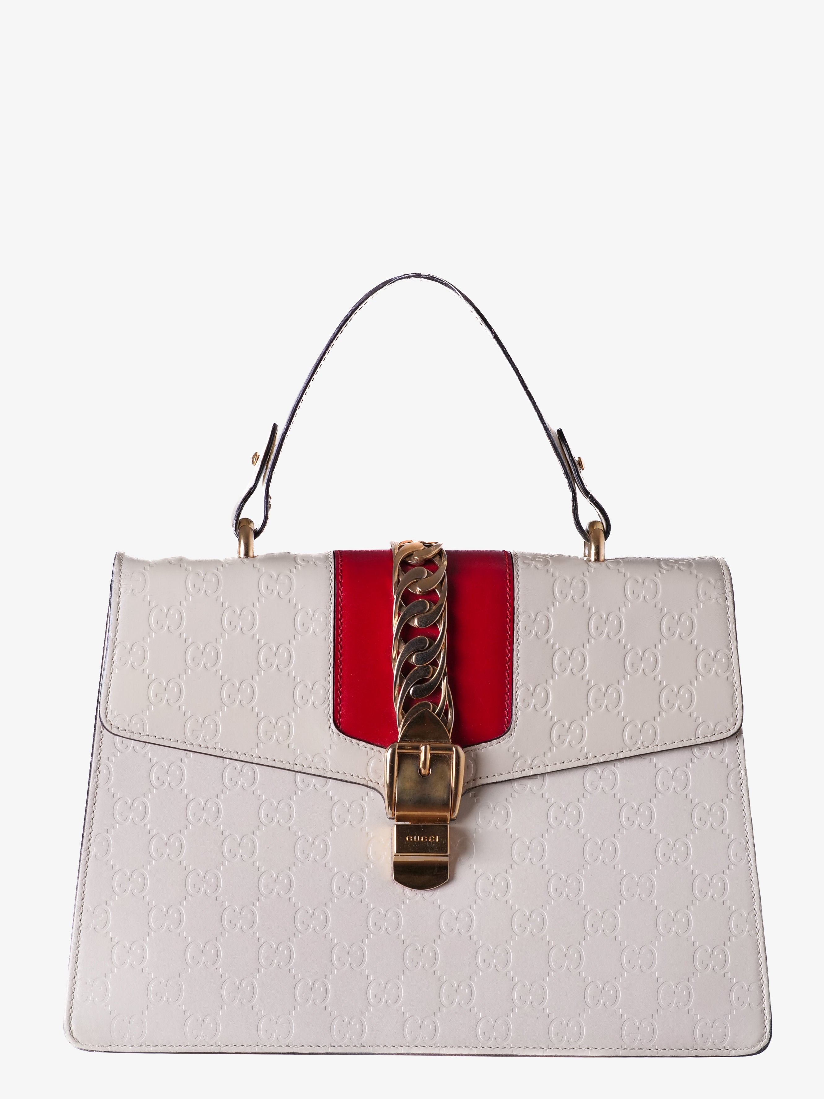 Gucci Sylvie GG en piel grabada – Bolsa de asa superior