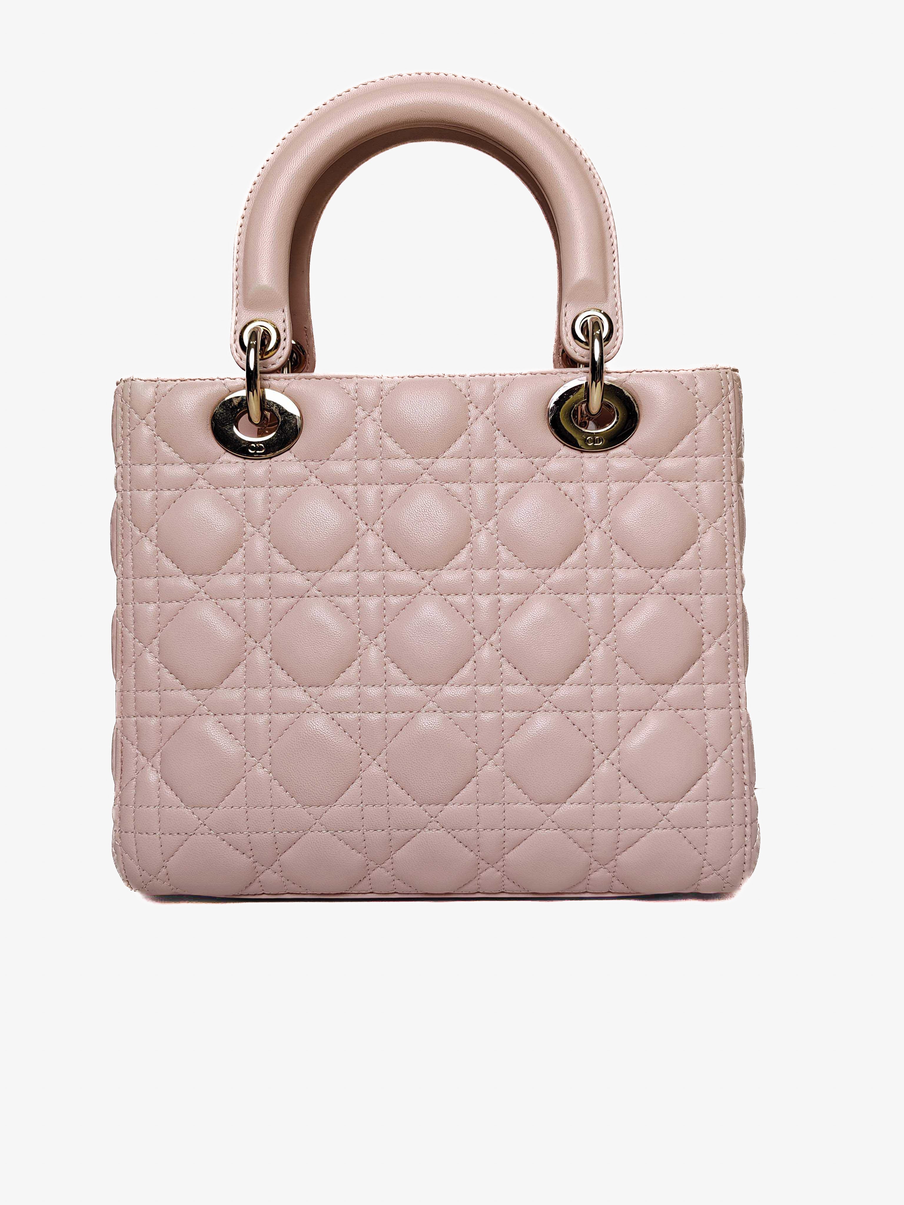 Christian Dior Lady Dior Mediana Rosa Cherry Blossom en Piel de Cordero