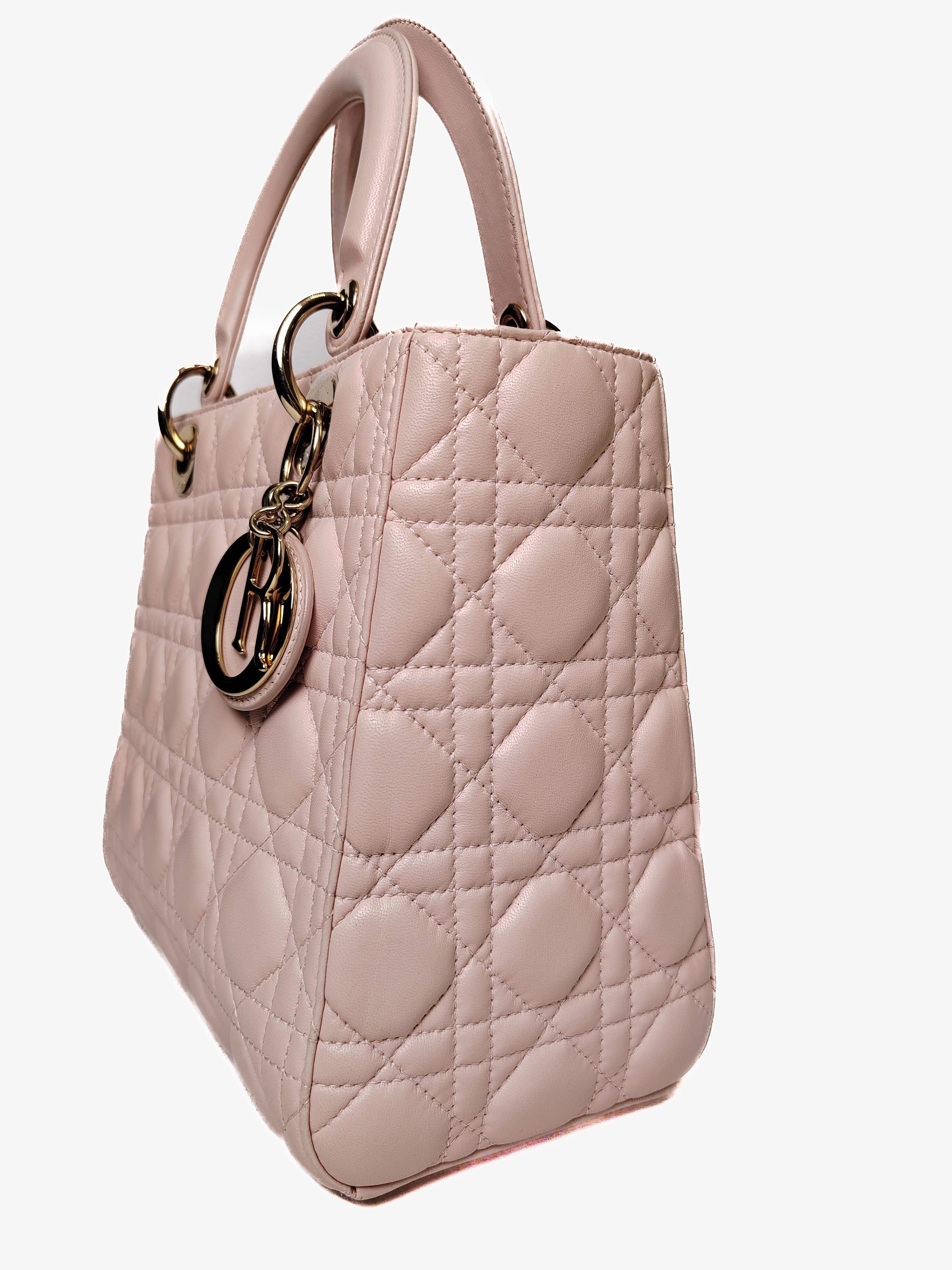 Christian Dior Lady Dior Mediana Rosa Cherry Blossom en Piel de Cordero