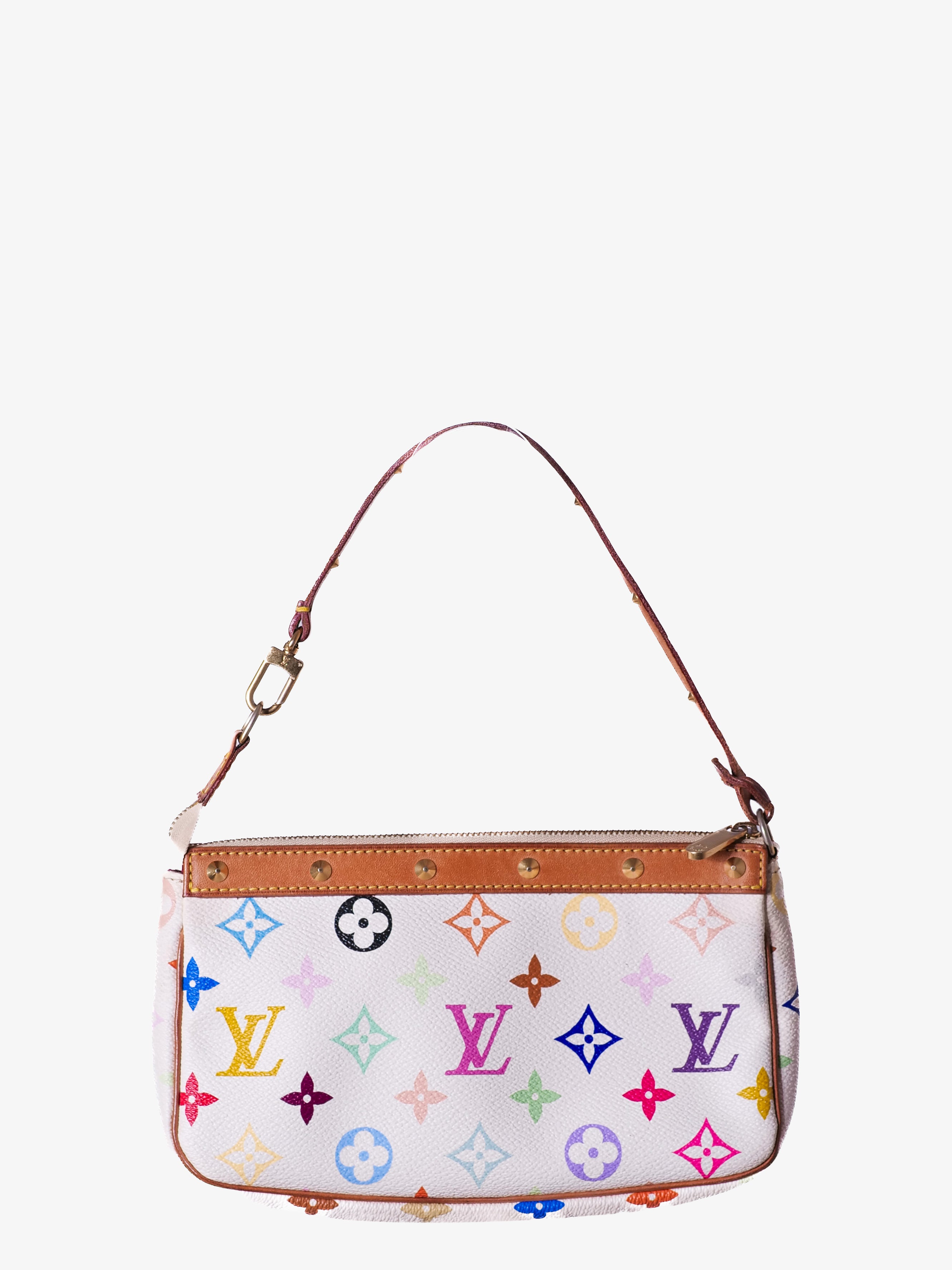 Louis Vuitton x Takashi Murakami Pochette Multicolor Blanca