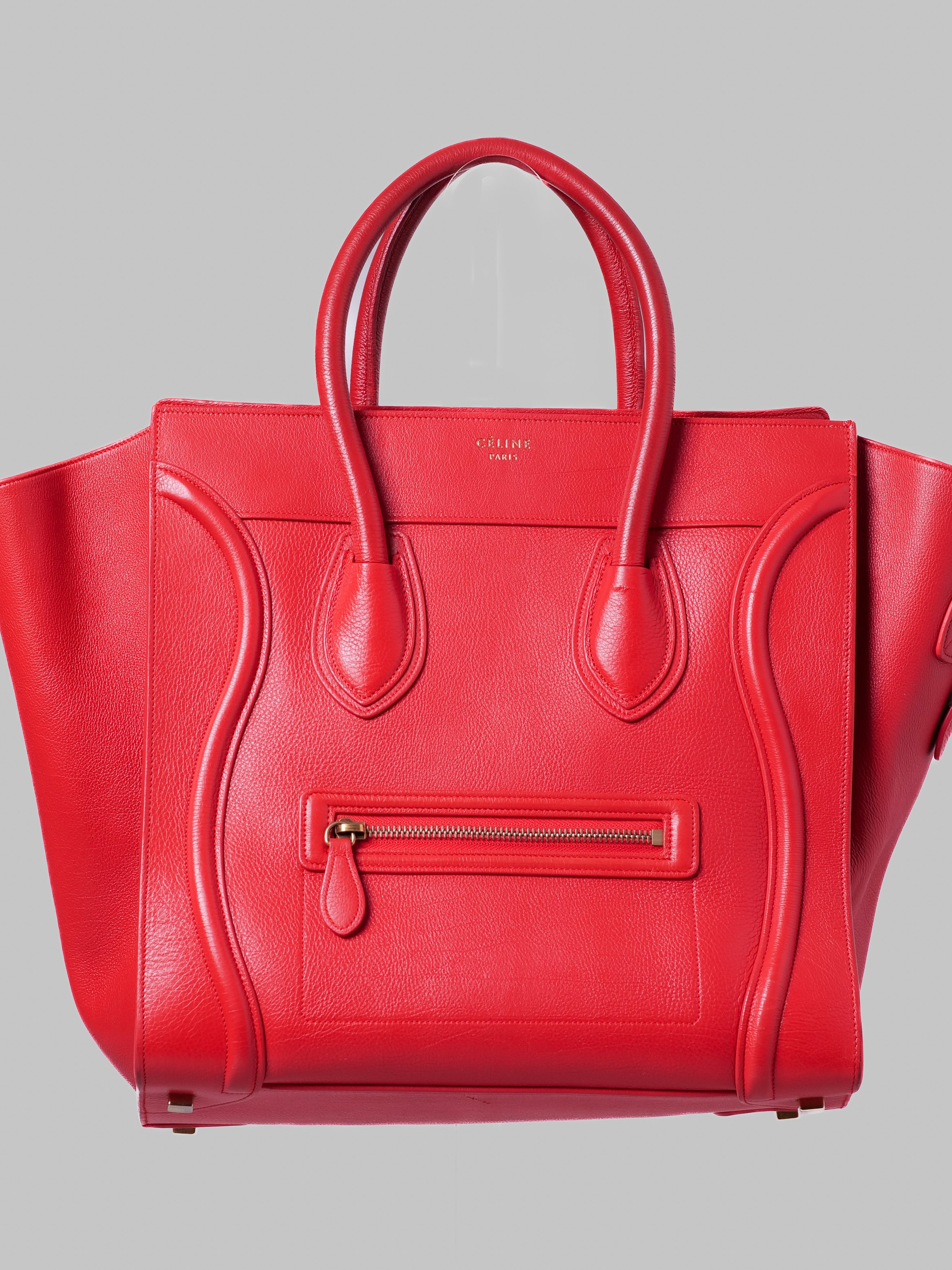 Bolsa Celine Luggage Micro de Cuero Rojo