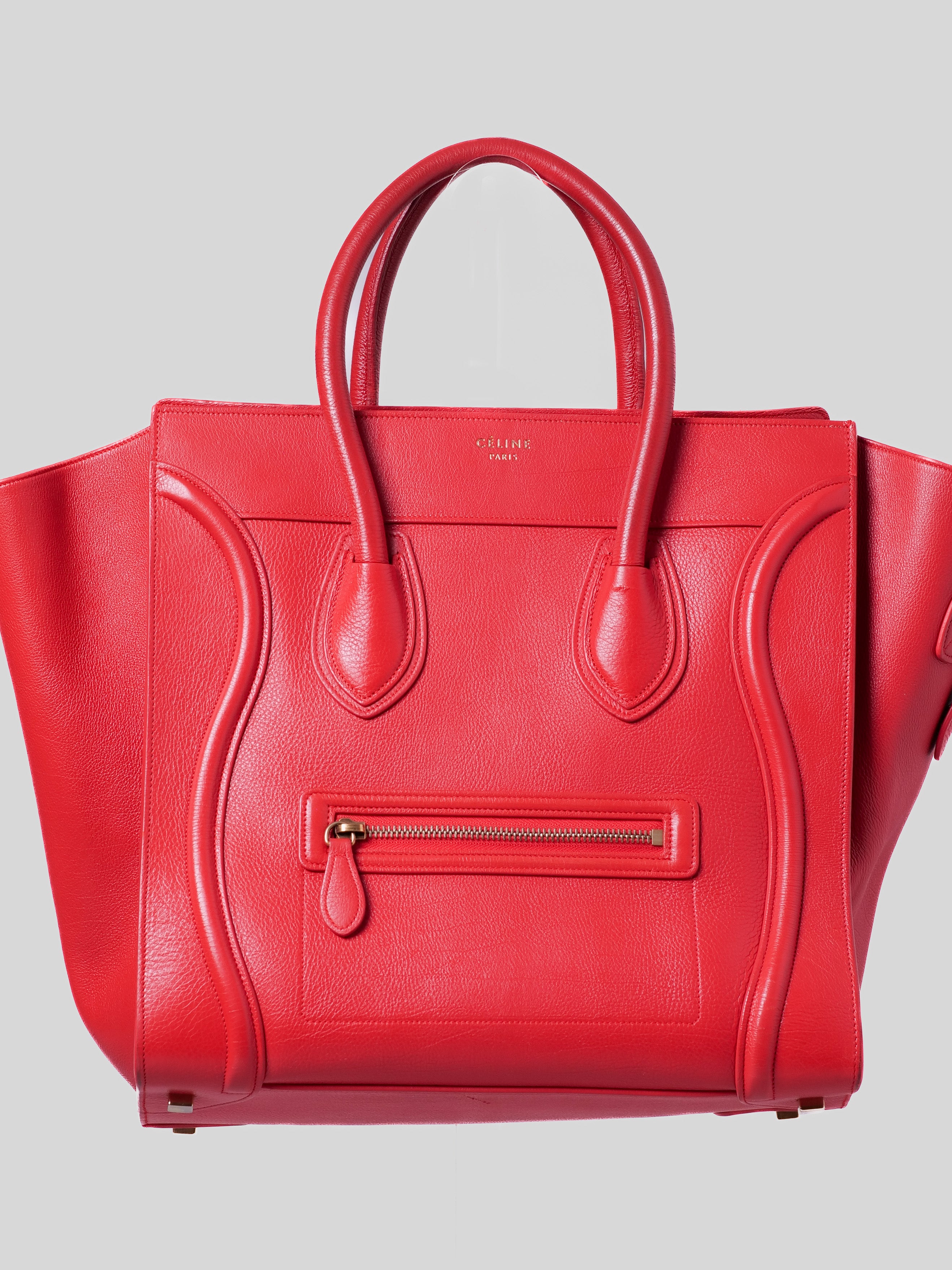 Bolsa Celine Luggage Micro de Cuero Rojo