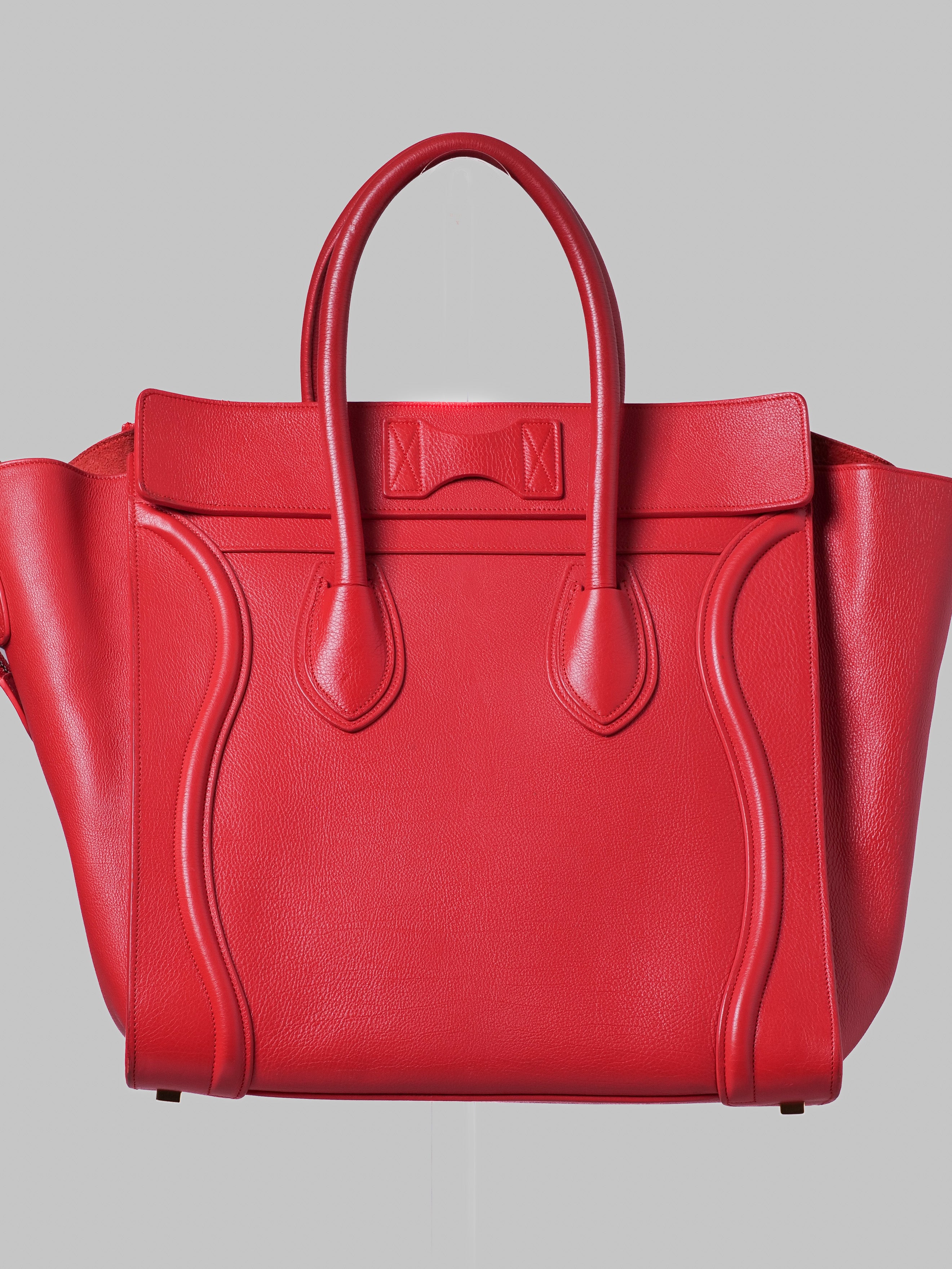 Bolsa Celine Luggage Micro de Cuero Rojo