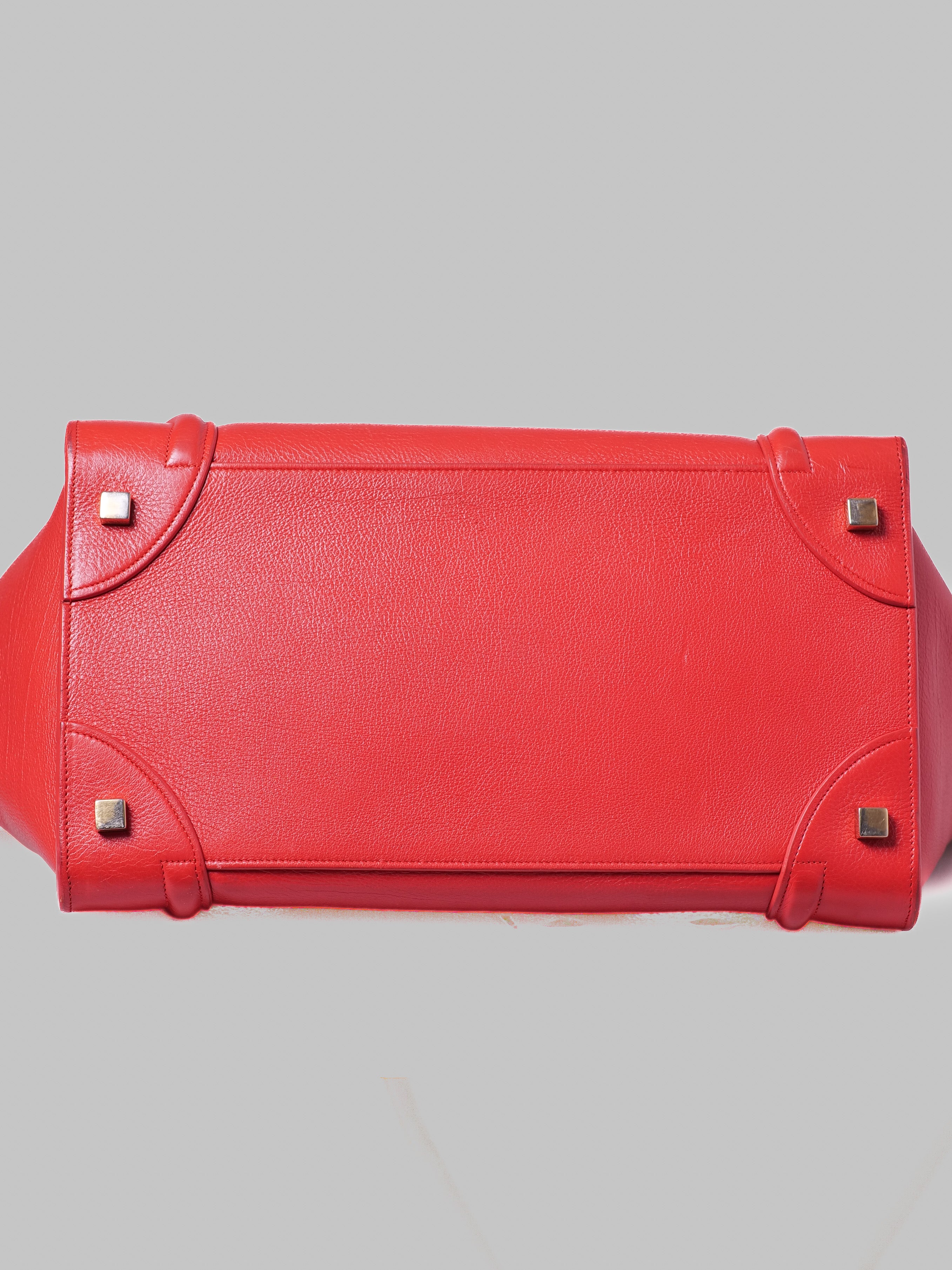 Bolsa Celine Luggage Micro de Cuero Rojo