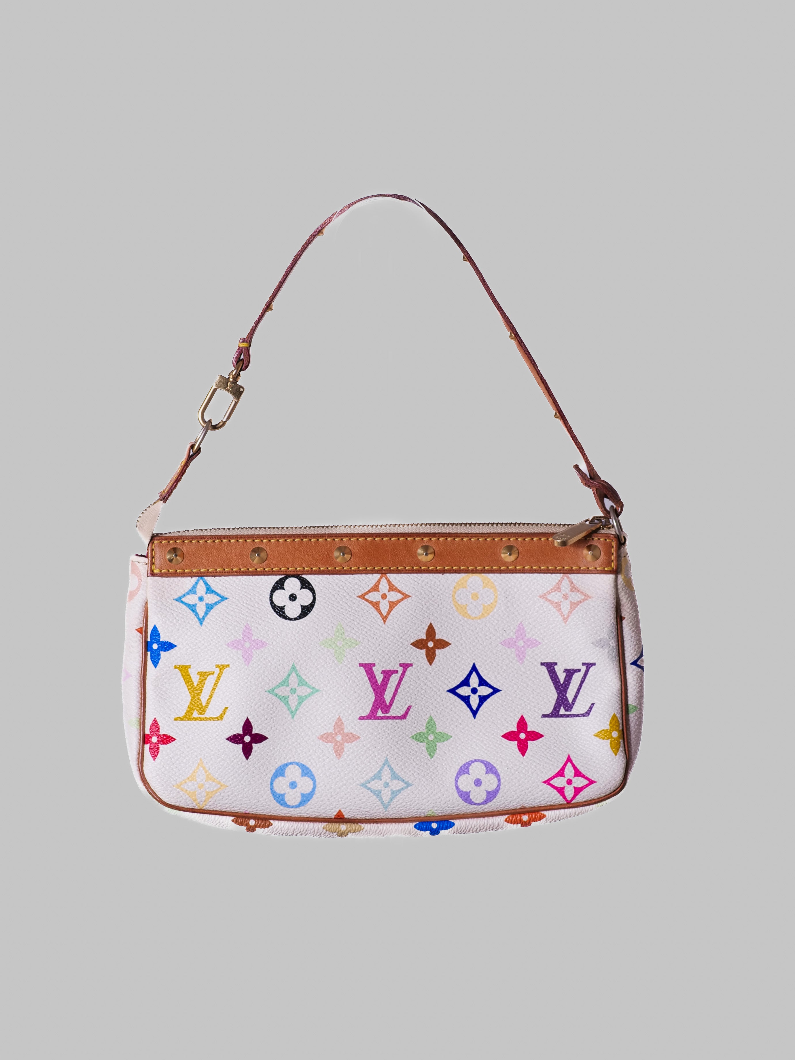 Louis Vuitton x Takashi Murakami Pochette Multicolor Blanca