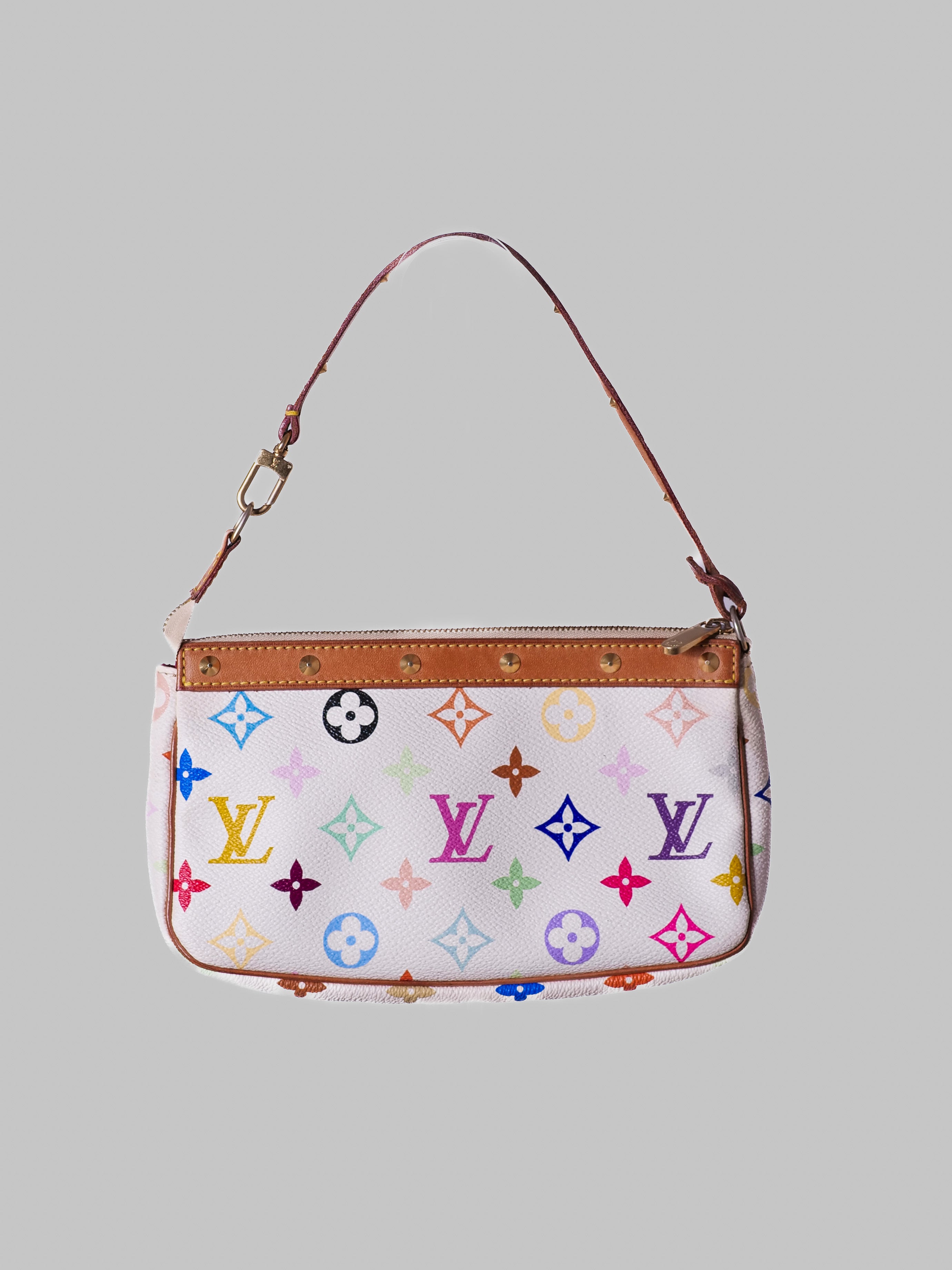 Louis Vuitton x Takashi Murakami Pochette Multicolor Blanca