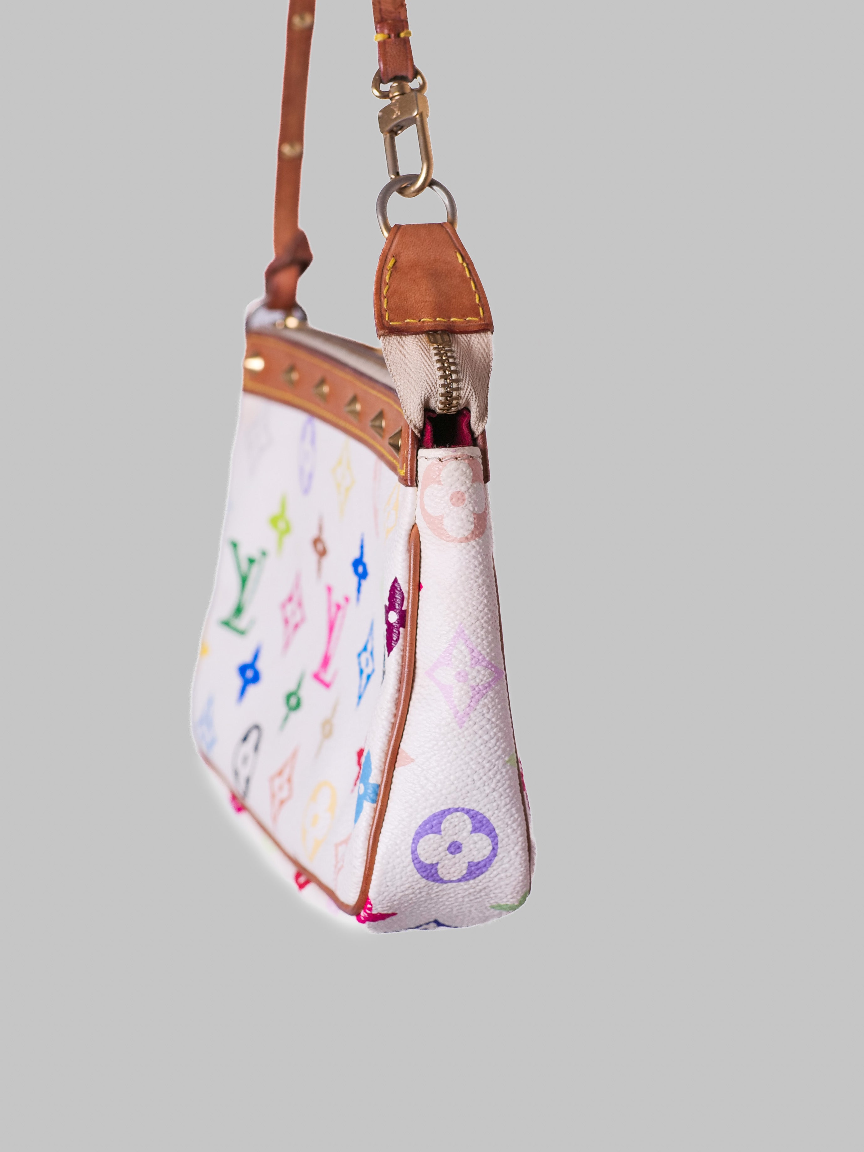 Louis Vuitton x Takashi Murakami Pochette Multicolor Blanca