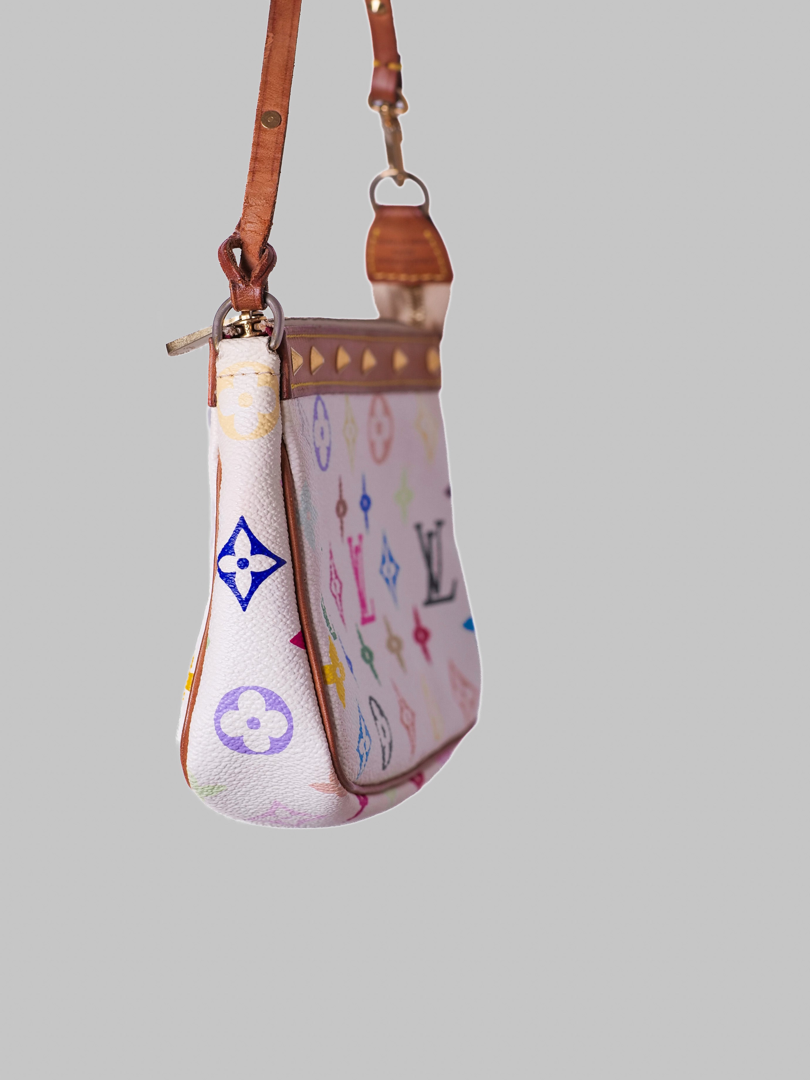 Louis Vuitton x Takashi Murakami Pochette Multicolor Blanca