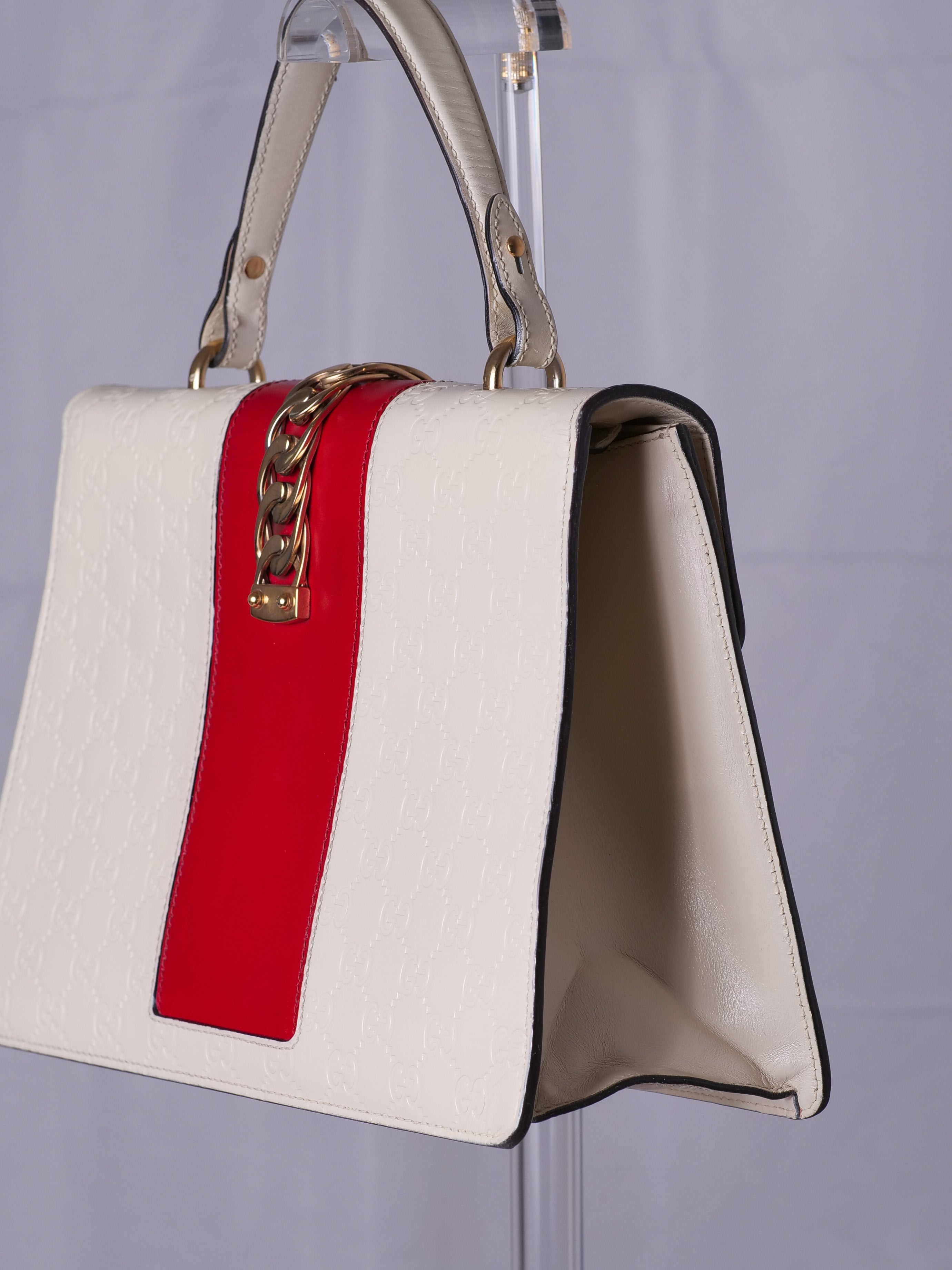 Gucci Sylvie GG en piel grabada – Bolsa de asa superior