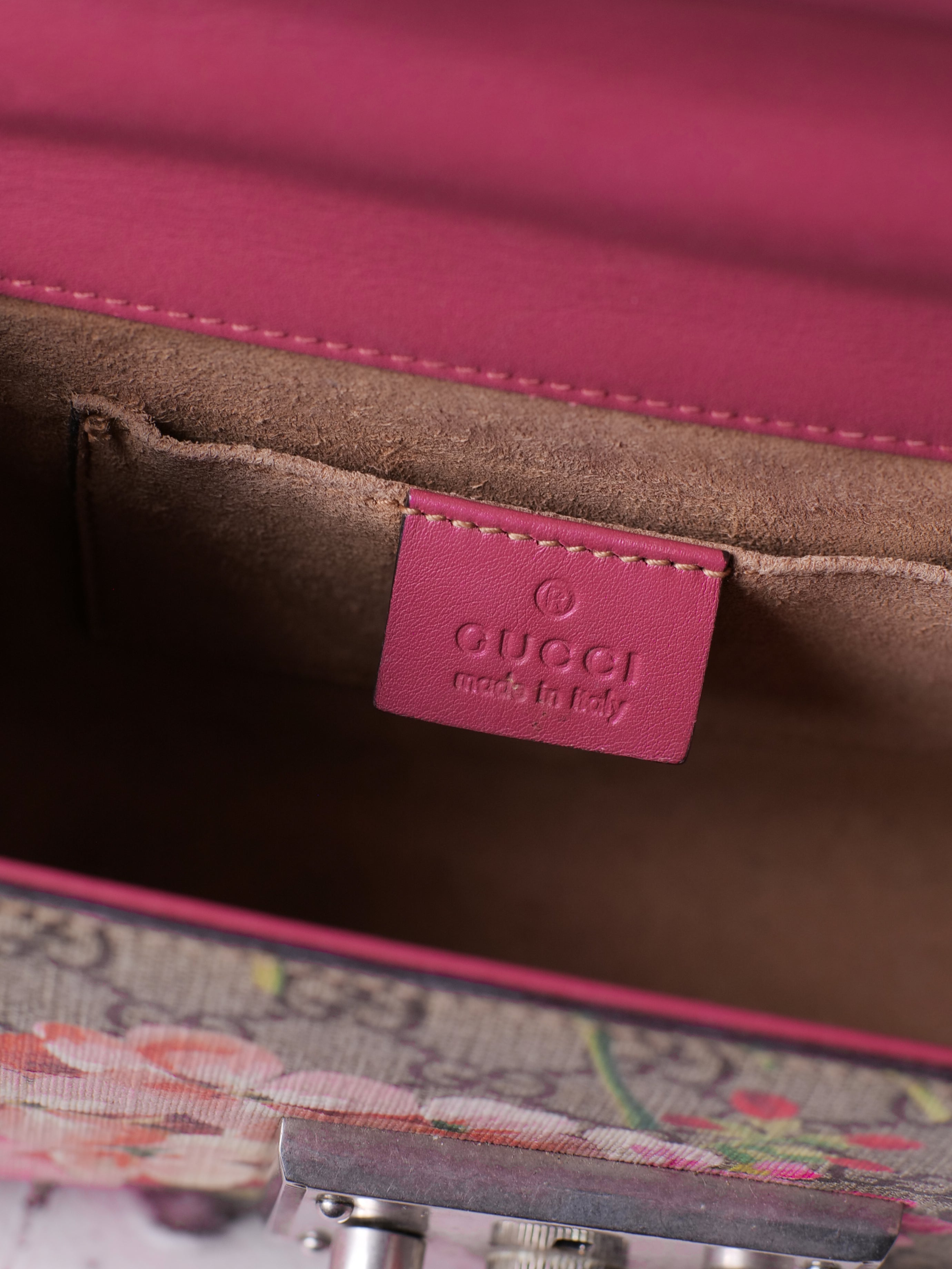 Bolsa Gucci Padlock Gg Supreme Floral Cadena Plateada