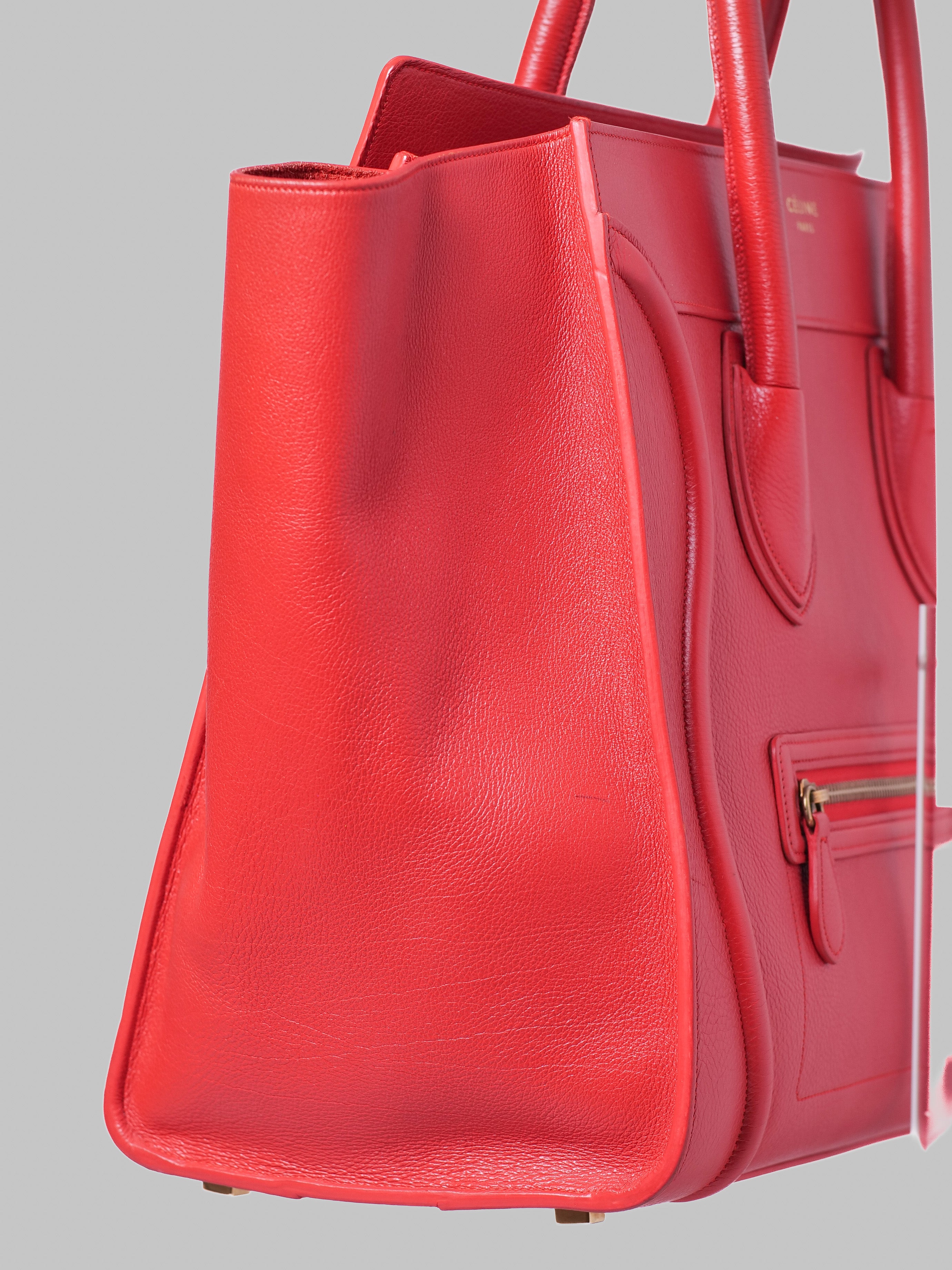 Bolsa Celine Luggage Micro de Cuero Rojo