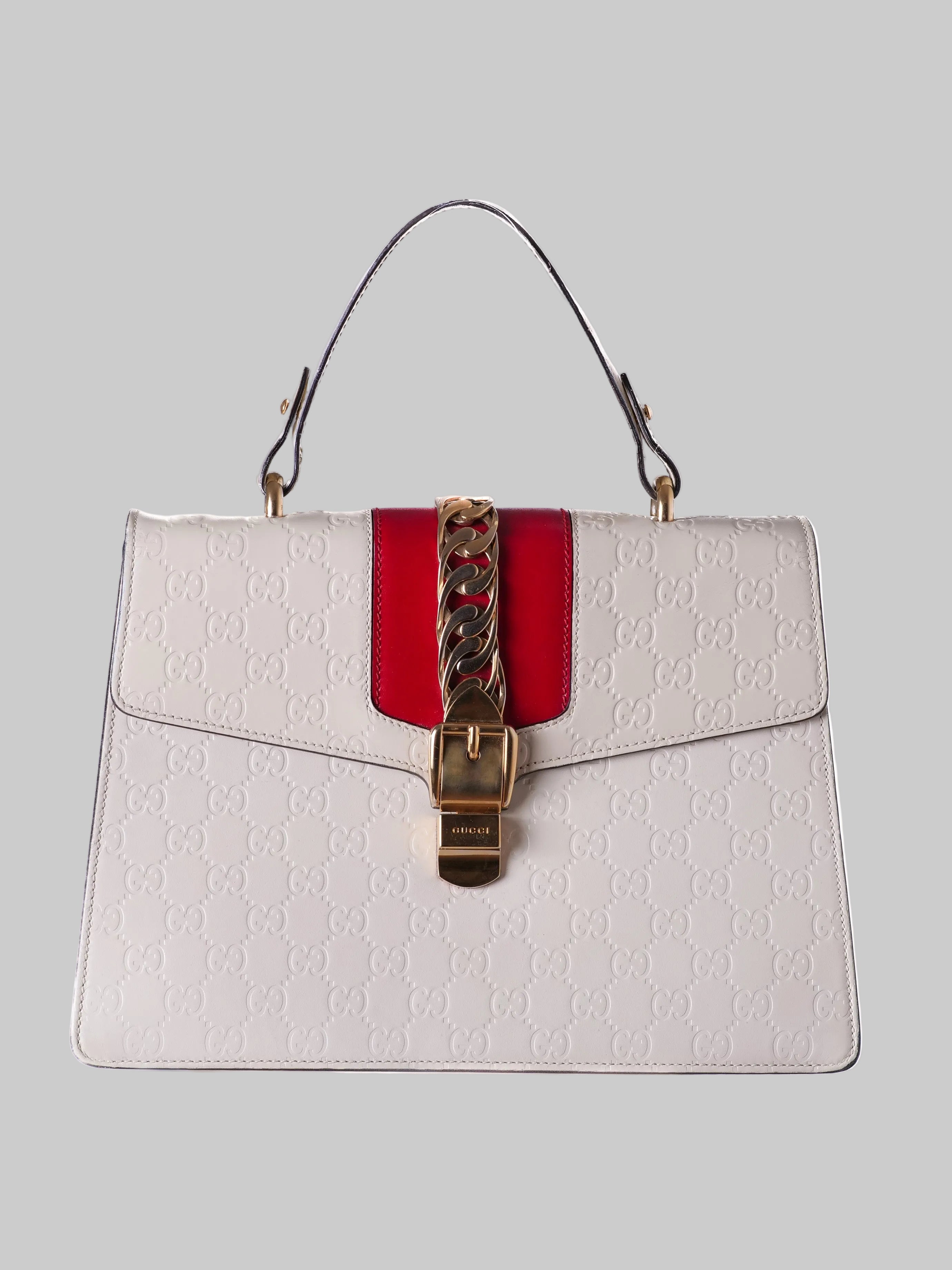 Gucci Sylvie GG en piel grabada – Bolsa de asa superior
